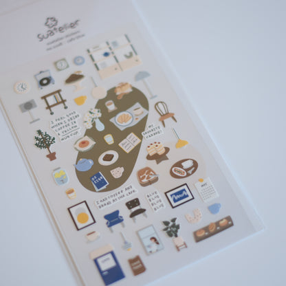 Suatelier Daily Deco Stickers No. 1108: Cafe Blue