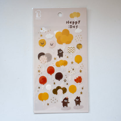 "Happy :Day" Bear Smiley Stickers