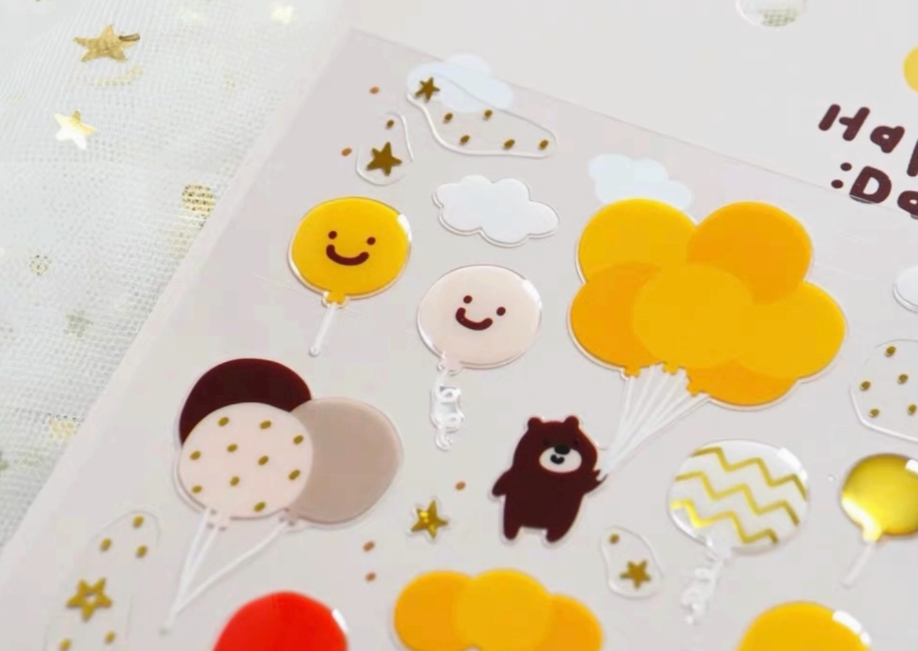 "Happy :Day" Bear Smiley Stickers