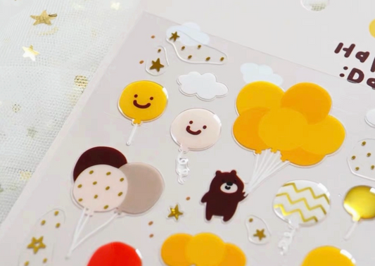 "Happy :Day" Bear Smiley Stickers